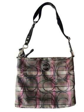 Coach F17710 Y2K Poppy Tartan File Bag
(Gray/Pink) - EUC